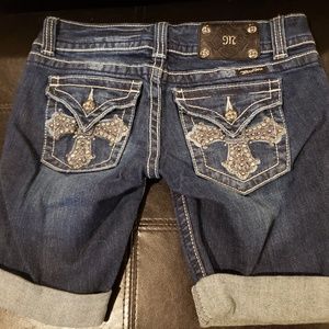 Miss Me Bermuda Shorts Embellished Distressed Sz27
